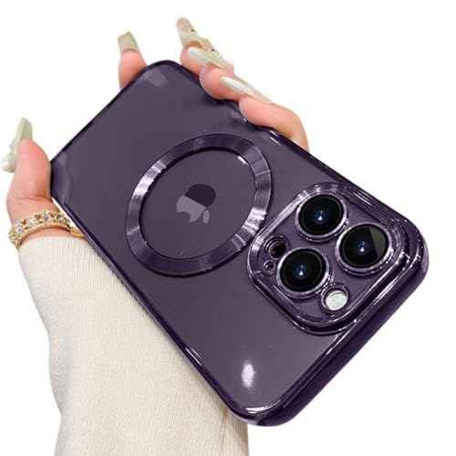 Capa Capinha Compativel para Iphone Case Transparente Mag safe Magnetica para Carregamento por Indução sem Fio (Roxo, Iphone 11 Pro Max)