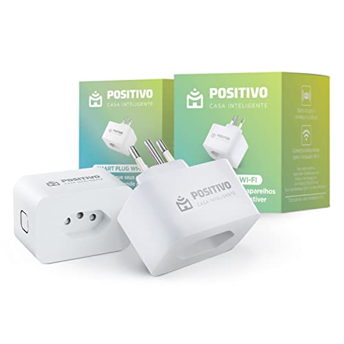 Kit Smart Plug Wi-Fi Positivo Casa Inteligente - Contém 2 Smart Plugues Wi-FI 10A/1000W, ligue e desligue seus eletrodomésticos usando o celular, Compatível com Alexa