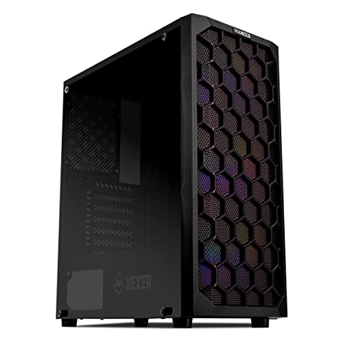 Gabinete Gamer Mancer Hexer, Rainbow, Mid-Tower, Lateral de Vidro, Com 3 Fans, Preto, MCR-HEX-RB01