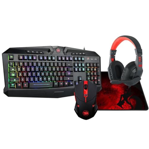 Kit Gamer Vajra com Teclado Harpe K503, Mouse Pegasus M601, Fone Garuda H101 e Mousepad P001 S101-Ba, Redragon, Teclados, Preto