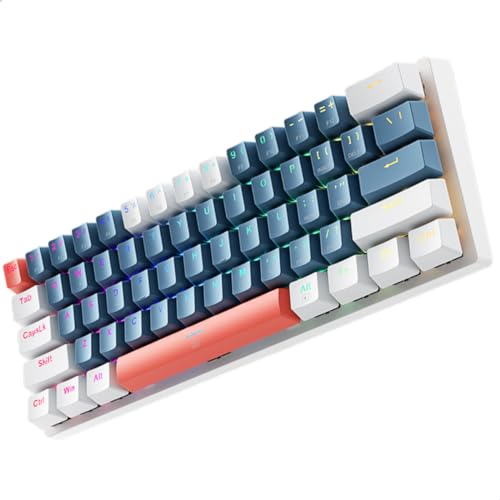 Machenike K500-B61 Mini Teclado Mecânico Formato 60% com Fio, Teclas Removíveis, Retroiluminação RGB, 61 Teclas para Jogos.