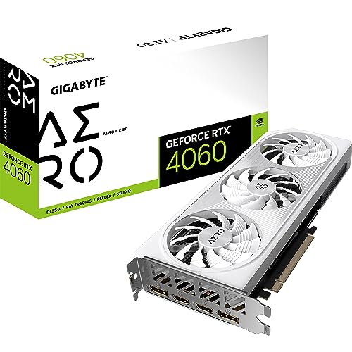 Placa de Vídeo Gigabyte NVIDIA GeForce RTX 4060 Aero OC, 8GB, GDDR6, 128-bit, Branco