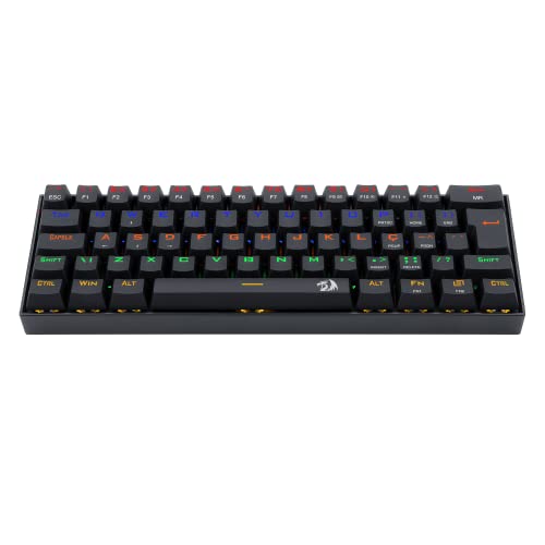 Redragon TECLADO GAMER MECANICO LAKSHMI RAINBOW PRETO SWITCH MARROM ABNT2