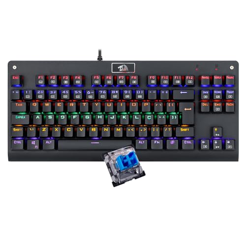 Teclado Mecânico Redragon Dark Avenger Preto Iluminação Rainbow Switch Marrom K568R