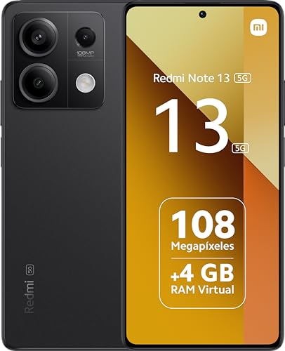 Xiaomi Redmi Note 13 5G - 8 + 256 GB, tela AMOLED FHD + 120 Hz de 6,67 ", MediaTek Dimensity 6080, câmera tripla de até 108 MP, carregamento rápido de 33 W (Preto)