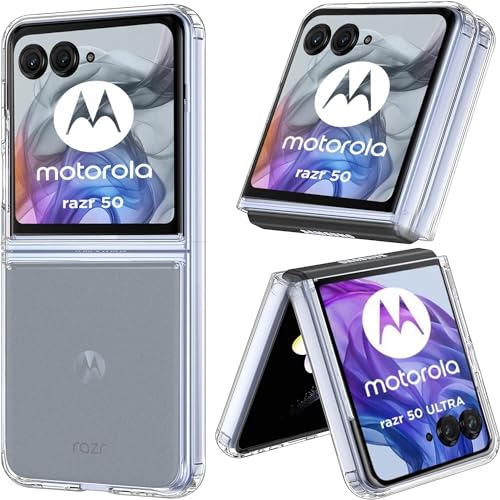 Zeking Capa para Motorola Razr 50 Ultra, capa híbrida rígida transparente acrílica, não amarela, à prova de choque, capa fina para Motorola Razr 50 Ultra (transparente)