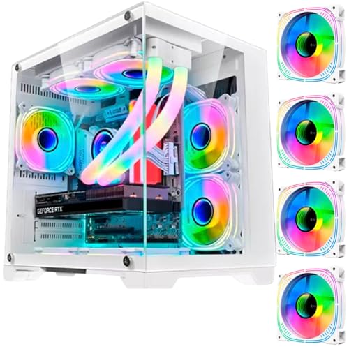 Gabinete Gamer Branco GB1791 4 fans RGB Micro-Atx Em vidro temperado