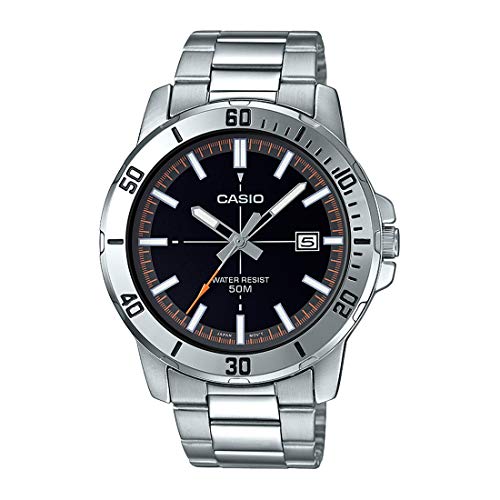 Relógio Masculino Casio Prata Com Data Fundo Preto Original