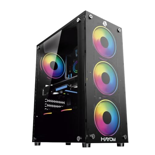 Gabinete Gamer Hayom, 4 Fans rgb, Lateral e Frontal Em Vidro Temperado, Preto - GB1749