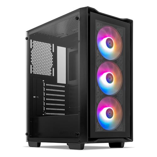 Gabinete Gamer Mancer Ward V2, Rainbow, Mid-Tower, Lateral De Vidro, Com 3 Fans, Preto, MCR-WRDV2-BK