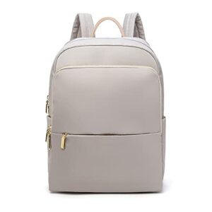 Mochila Feminina de Nylon Impermeável, Compartimento para Notebook de 14 polegadas, Ideal para Comutar, ir à Escola e Uso Casual (cinza claro)