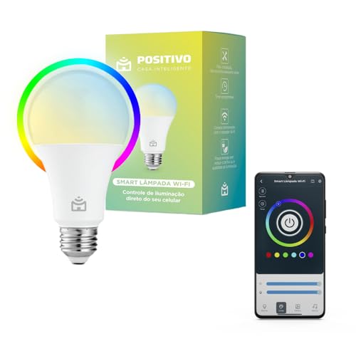 Smart Lâmpada Wi-Fi Positivo Casa Inteligente, Iluminação Branca (Quente e Fria) e RGB (Até 16 Milhões de Cores), 9W, 806 Lúmens, LED, Bivolt, Compatível com Alexa e Google Assistente