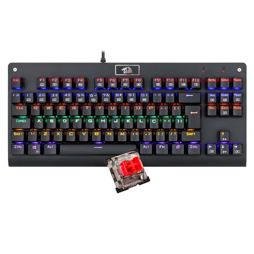 Teclado Mecânico Redragon Dark Avenger Preto Iluminação Rainbow Switch Vermelho K568R