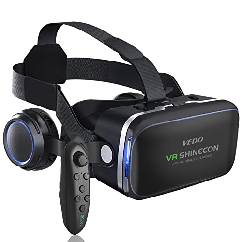 VR Oculos, Fone de ouvido Virtual Reality VR Óculos 3D, Capacetes de cabeça Óculos VR para TV, Filmes e Jogos de Vídeo compatível com Android, Suporte 4,7-6,53 polegadas com controle remoto