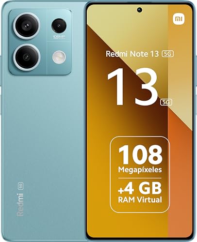 Xiaomi Redmi Note 13 5G - 8 + 256 GB, tela AMOLED FHD + 120 Hz de 6,67 ", MediaTek Dimensity 6080, câmera tripla de até 108 MP, carregamento rápido de 33 W (Cerceta oceano)