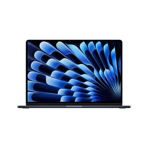 Apple 2024 MacBook Air (de 15 polegadas, Chip M3 da Apple com CPU de oito núcleos e GPU de dez núcleos, 8GB Memória unificada, de 256 GB) - Meia-noite