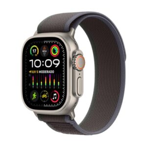 Apple Watch Ultra 2 GPS + Cellular • Caixa de titânio – 49 mm • Pulseira loop Trail azul/preta – M/G