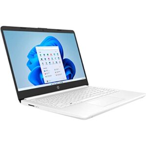 HP Notebook HD 14-dq0032dx de 14 polegadas, Intel Celeron N4020 1,1GHz, 4 GB de RAM, memória flash eMMC de 64 GB, Windows 11 Home S, branco floco de neve