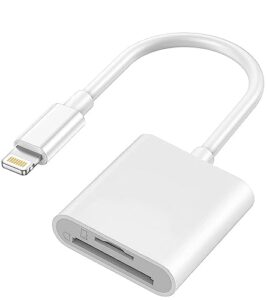 Naiyal Adaptador de slot de cartão duplo Lightning para SD e TF, leitor de cartão de memória micro SD/SD certificado pela Apple MFi para iPhone 14 13 12 11 Pro Max XS XR X 8 iPad, Plug and Play