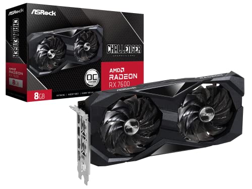 Placa de Vídeo ASRock Radeon RX 7600 Challenger OC, 8GB, GDDR6, 128-Bit, FSR, Ray Tracing, Preto