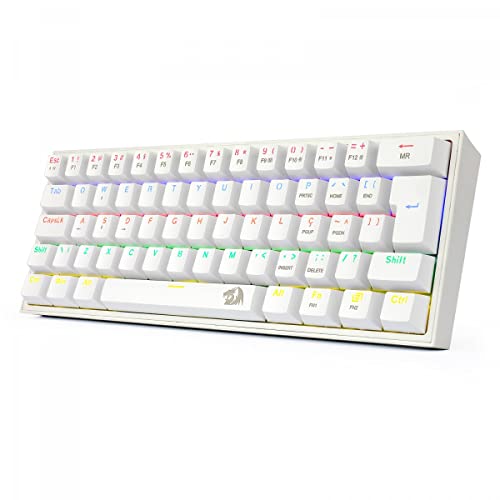 Redragon TECLADO MECANICO GAMER FIZZ RAINBOW BRANCO SWITCH AZUL