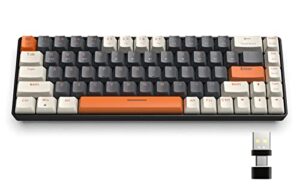 YINDIAO Teclado mecânico para jogos K68 60% sem fio, Bluetooth 5.0/2.4 GHz, receptor USB-C 2 em 1 de modo duplo, troca a quente, layout compacto dos EUA de 68 teclas, economia de energia, interruptor