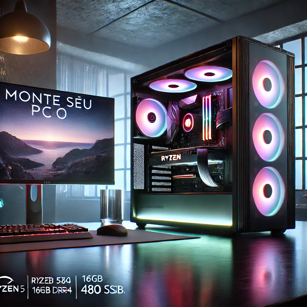 Monte seu PC: AMD Ryzen 5 4600G, Radeon RX 580, 16GB DDR4, SSD 480GB