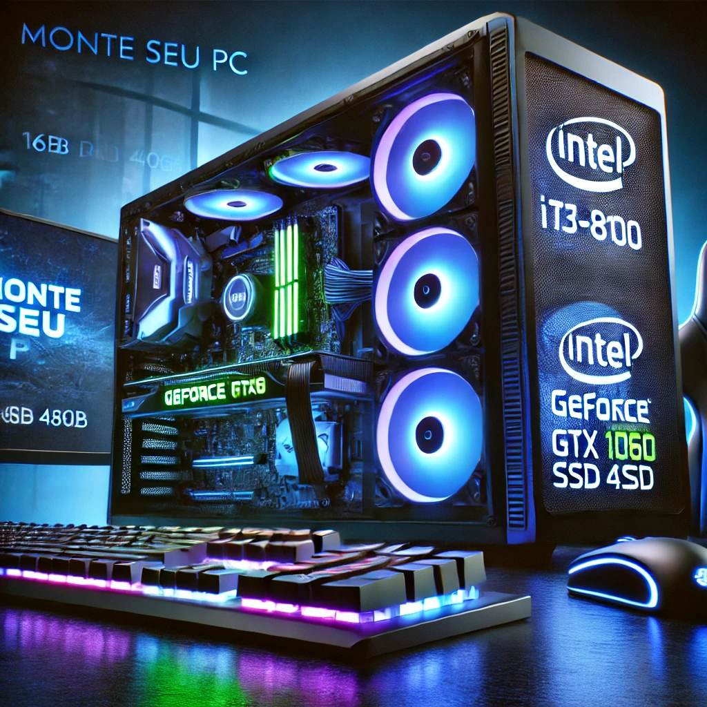 Monte seu PC: Intel i3-8100, GeForce GTX 1060, 16GB DDR4, SSD 480GB