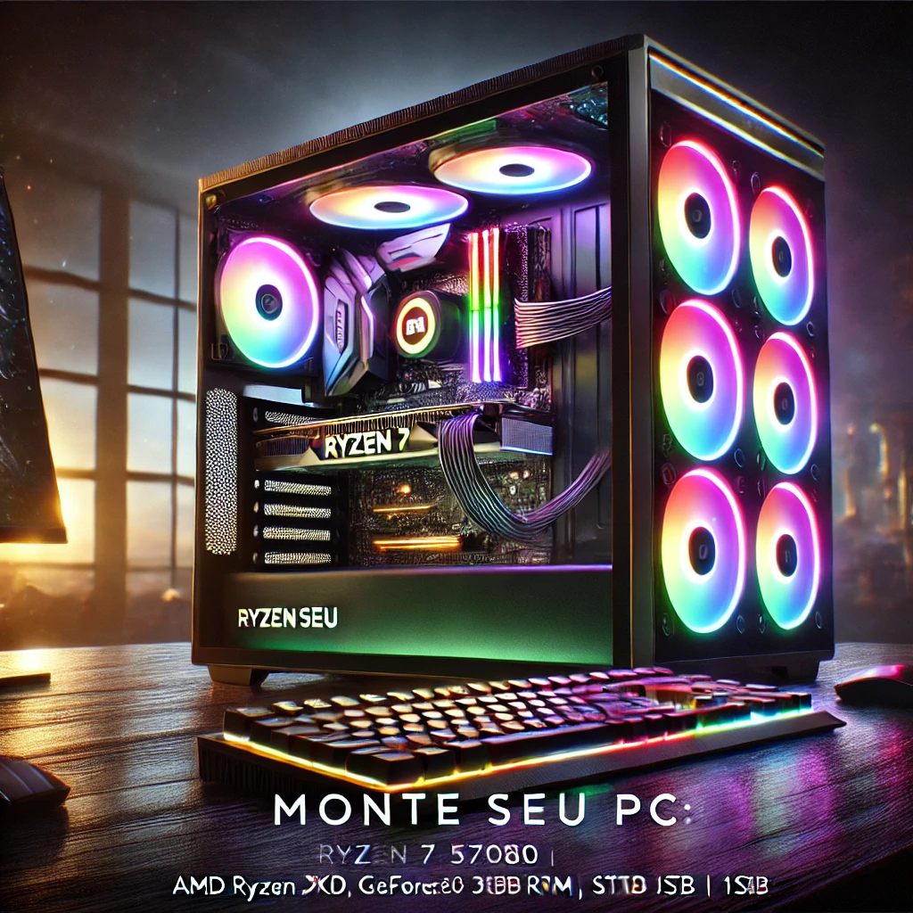 Monte seu PC: AMD Ryzen 7 5700X3D, GeForce RTX 4080, 32GB DDR4, SSD 1TB