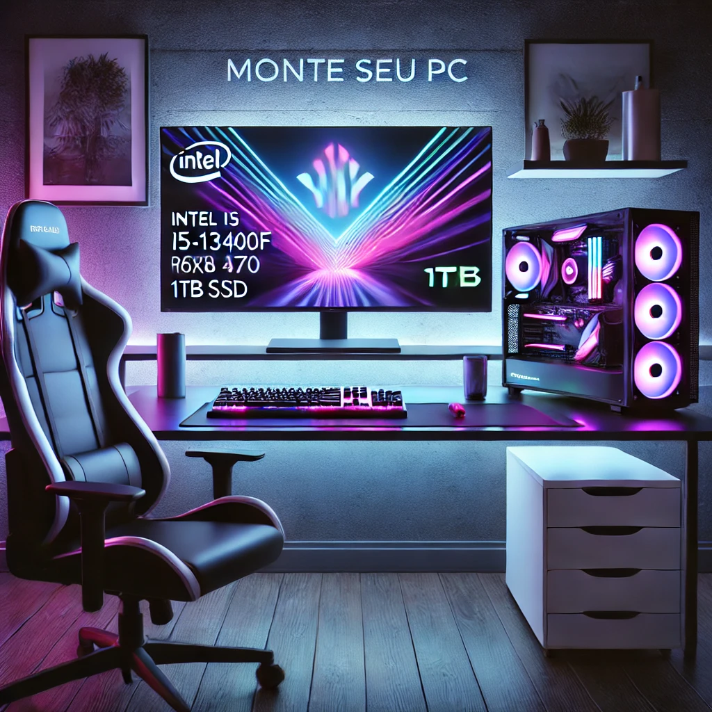 Monte seu PC: Intel i5-13400F, RTX 4070, 16GB RAM, 1TB SSD