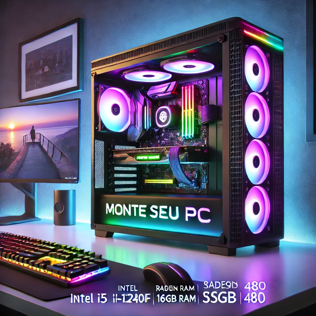 Monte seu PC: Intel i5-12400F, Radeon RX 5600, 16GB RAM, SSD 480GB