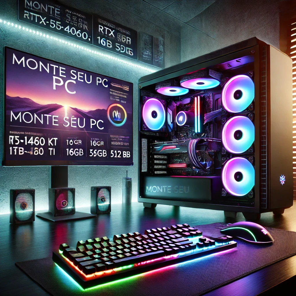 Monte seu PC: Intel i5-14600K, RTX 4060 Ti, 16GB DDR5, SSD 512GB