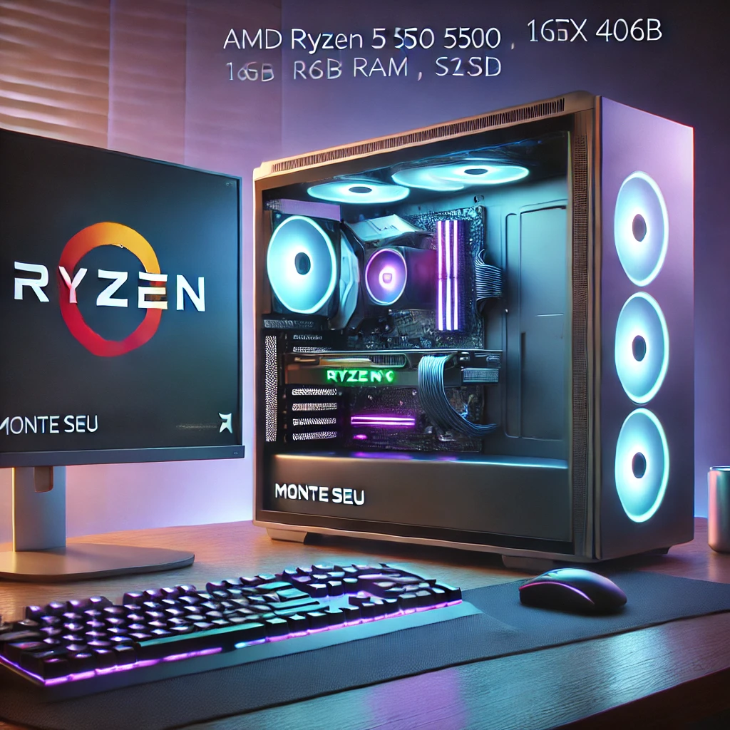 Monte seu PC: AMD Ryzen 5 5500, RTX 4060, 16GB RAM, SSD 512GB