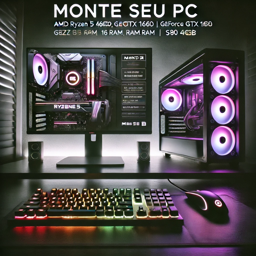 Monte seu PC: AMD Ryzen 5 4600G, GeForce GTX 1660, 16GB RAM, SSD 480GB