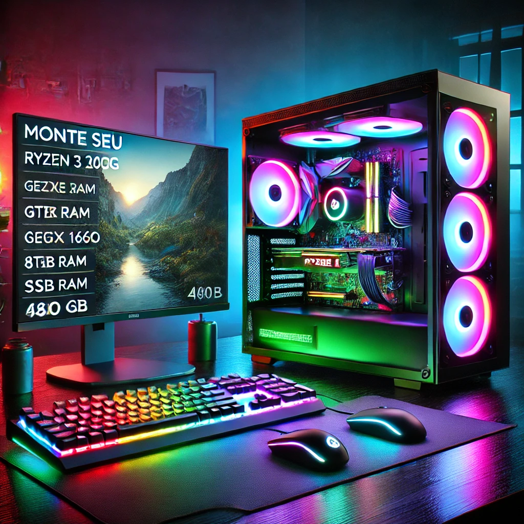 Monte seu PC: Ryzen 3 3200G, GeForce GTX 1660, 8GB RAM, SSD 480GB