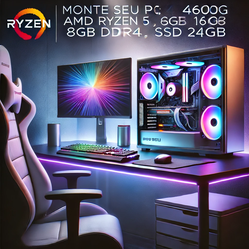 Monte seu PC: AMD Ryzen 5 4600G, GTX 1660, 8GB DDR4, SSD 240GB