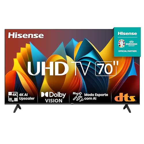 Hisense Smart TV UHD 4K DLED 70" Polegadas 70A6K com HDR10+ Dolby Vision Game Mode Controle por Voz Alexa Built-In AirPlay