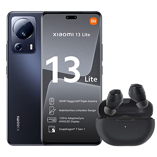 Smartphone Xiaomi 13 Lite 5G Preto 8GB ROM 256GB ROM (No Brasil) AMOLED 6,55", 120Hz, Corning® Gorilla® Glass 5, 4500mAh, 67W, Snapdragon® 7 Gen 1, 50 MP, NFC, MIUI 14