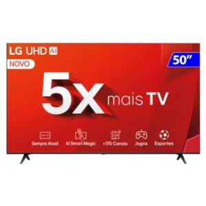 Smart TV 4K 50" LG UHD 50UT8050 Processador α5 Ger7 AI Alexa/Chromecast integrado Otimizador de Jogos webOS 24 Controle Smart Magic