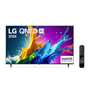 Smart TV 4K 55" LG QNED 55QNED80T Processador α5 Ger7 AI Quantum Dot Nanocell Local Dimming Design Super Slim Alexa/Chromecast integrado webOS 24