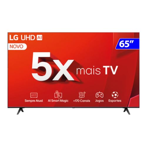 Smart TV 4K 65" LG UHD 65UT8050 Processador α5 Ger7 AI Alexa/Chromecast integrado Otimizador de Jogos webOS 24 Controle Smart Magic