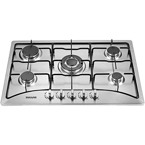 SUGGAR COOKTOP A GÁS 5 BOCAS MESA EM AÇO INOX TRIPLA CHAMA CENTRAL BIVOLT FG5135IX