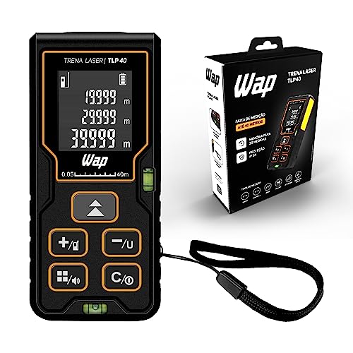 WAP Trena Digital a Laser TLP 40, Tela LCD e Desligamento Automático, 40 Metros, Resistente à Água e Impactos Baixos