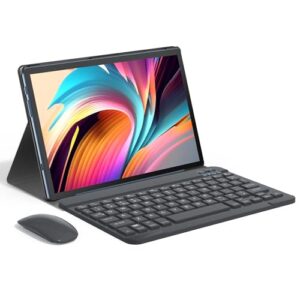 Xixaomiro 3 em 1 Tablet, 10.1 Polegada Android 13 Tablet, 12GB+512GB com Teclado Capa Mouse, 1920x1200 Tela Processador Octa-Core, 32MP/16MP Câmera 8800mAh Bateria Dual SIM Slot (Azul)