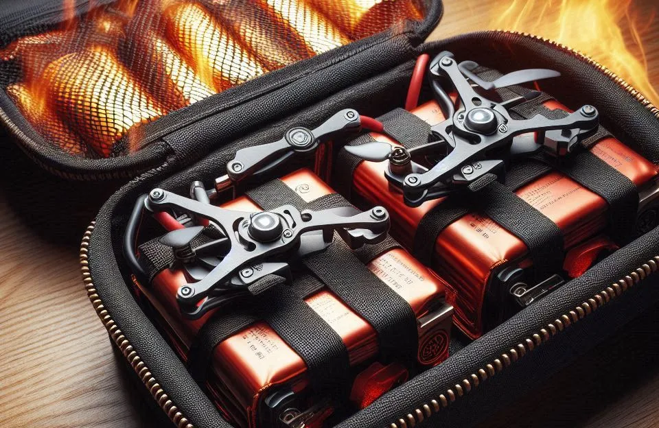 2 Baterias Originais de Drone FPV em Bolsa Protetora à Prova de Fogo