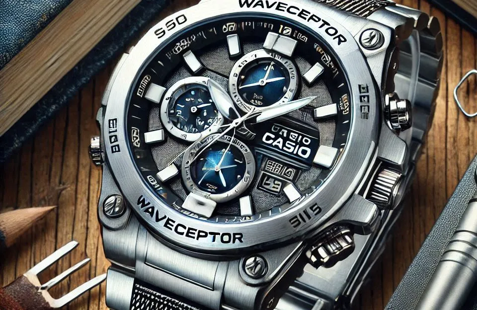 Casio Relógio esportivo atômico WV58DA-1AV "Waveceptor", Prata