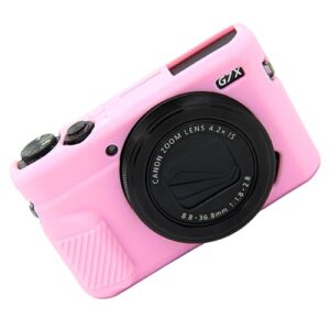 Easy Hood Capa de câmera para câmera digital Canon Powershot G7X Mark II, capa de lente removível de gel de silicone macio com marcação de chave, película protetora de borracha para câmera Canon G7X