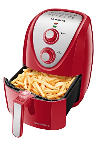 Fritadeira Sem Óleo Air Fryer 5L, Mondial, Vermelho/Inox, 1900W, 110V - AFN-50-RI