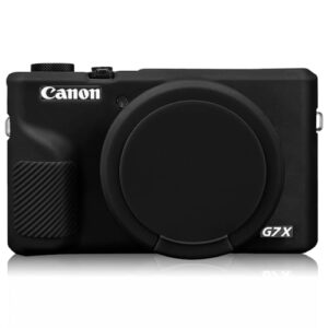 HESPLUS Capa para câmera digital Canon Powershot G7X Mark III, capa protetora de silicone macio ultrafino e leve com capa de lente removível para câmera DSLR Canon Powershot G7 X Mark III, preta