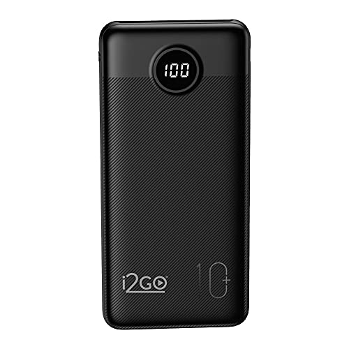 I2GO, Carregador Portátil (Power Bank) Ultra Rápido 10000mAh, Power Delivery 20W, 2 Saídas USB + 1 Saída/Entrada USB-C, Preto, i2GO PRO